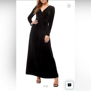 Love By Design Long Sleeve Velvet Maxi Dress